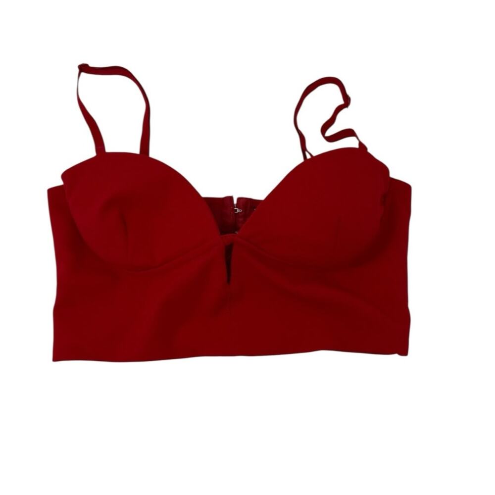 Zara Red Bustier Bralette Top Padded Crop Going Out Party Night Size M - Picture 2 of 9